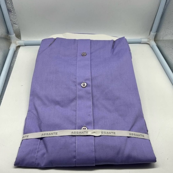 NEW ASSANTE men’s classic fit light lavender dress shirt size 21 4/5 sty… - Picture 9 of 13